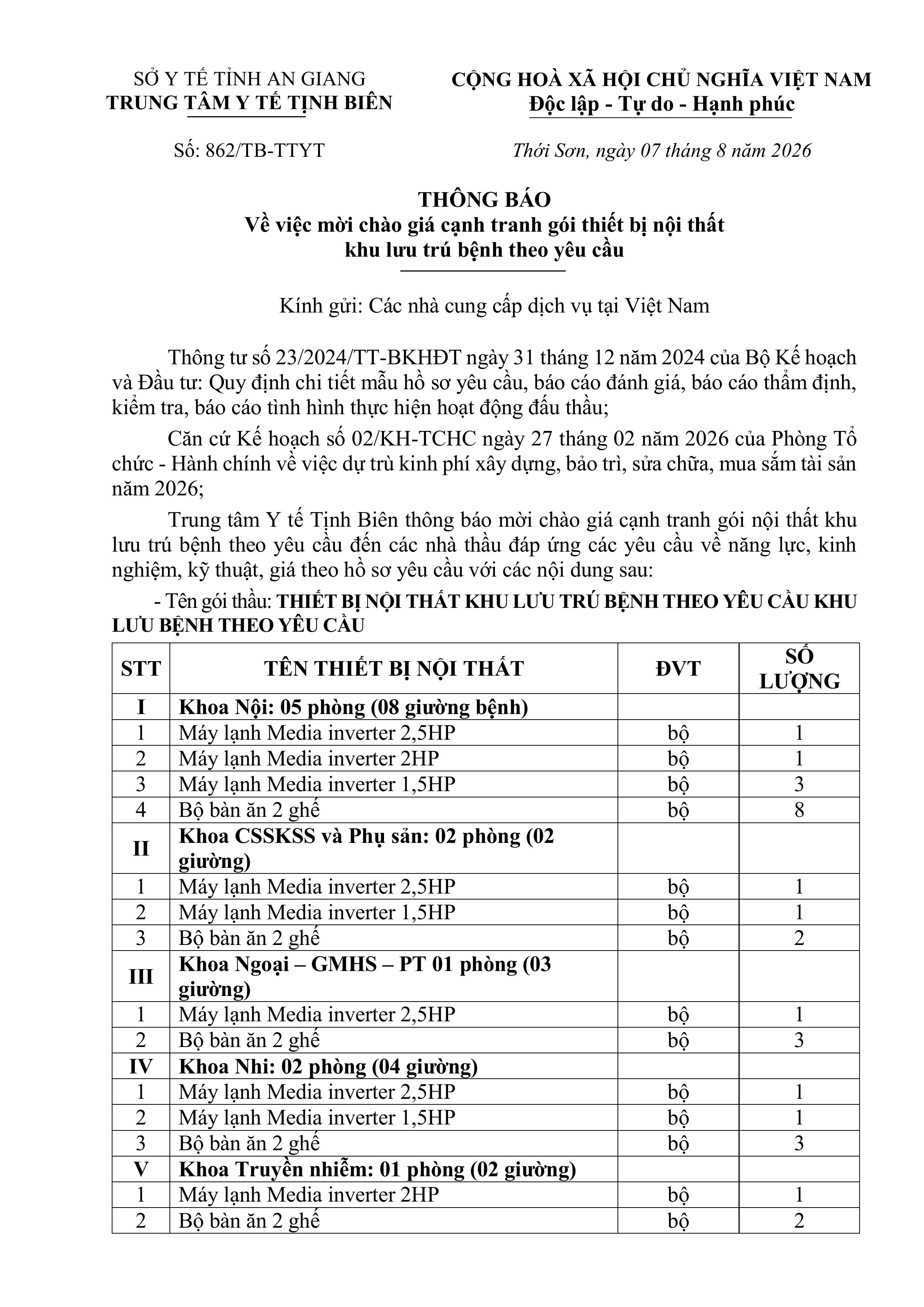 862 TTYT Tịnh Biên Thông báo mời chào giá phần nội thất.signed images 0