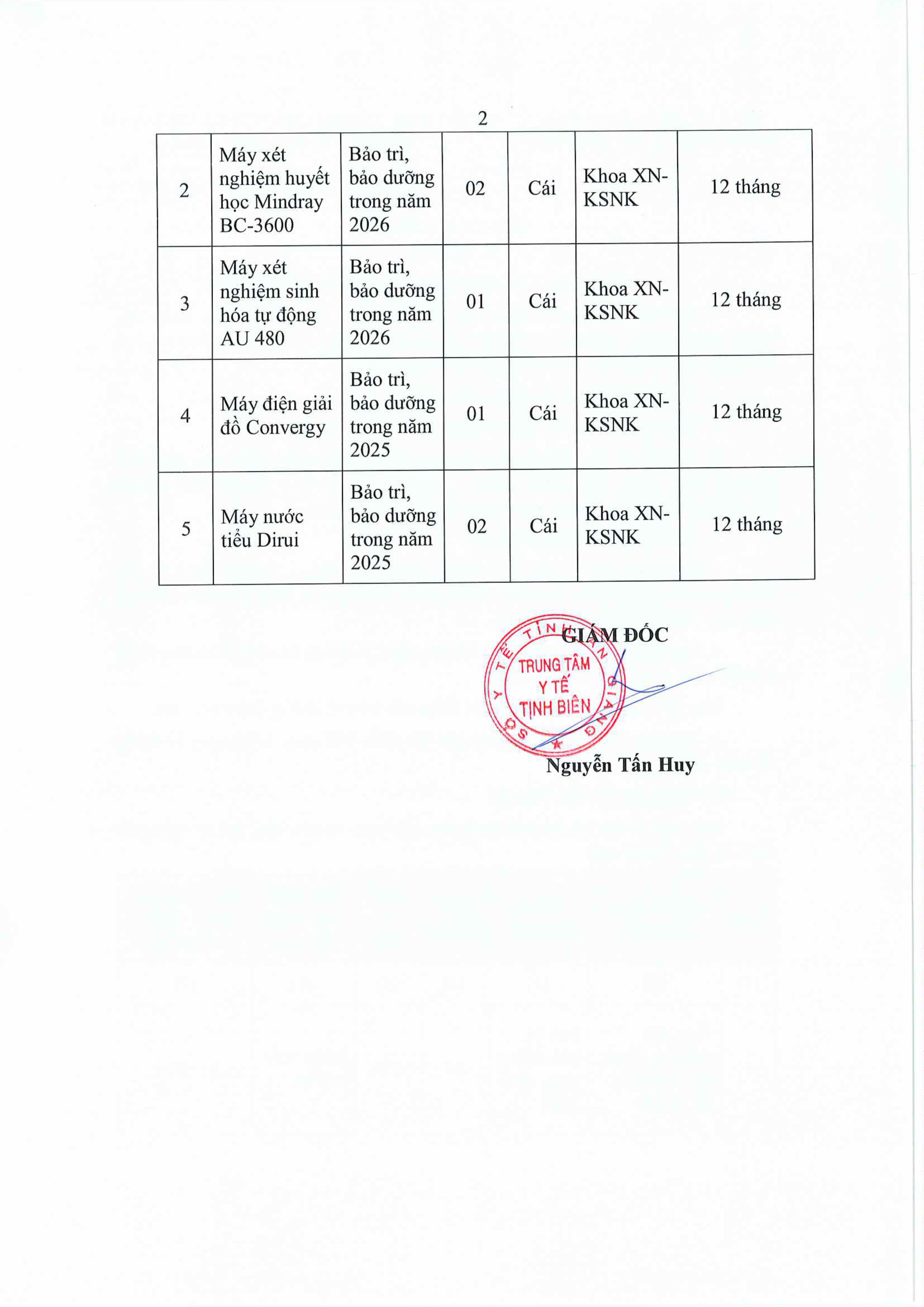 YÊU CẦU CHÀO GIÁ BẢO TRÌ BẢO DƯỠNG MÁY XÉT NGHIỆM LẦN 2 images 1