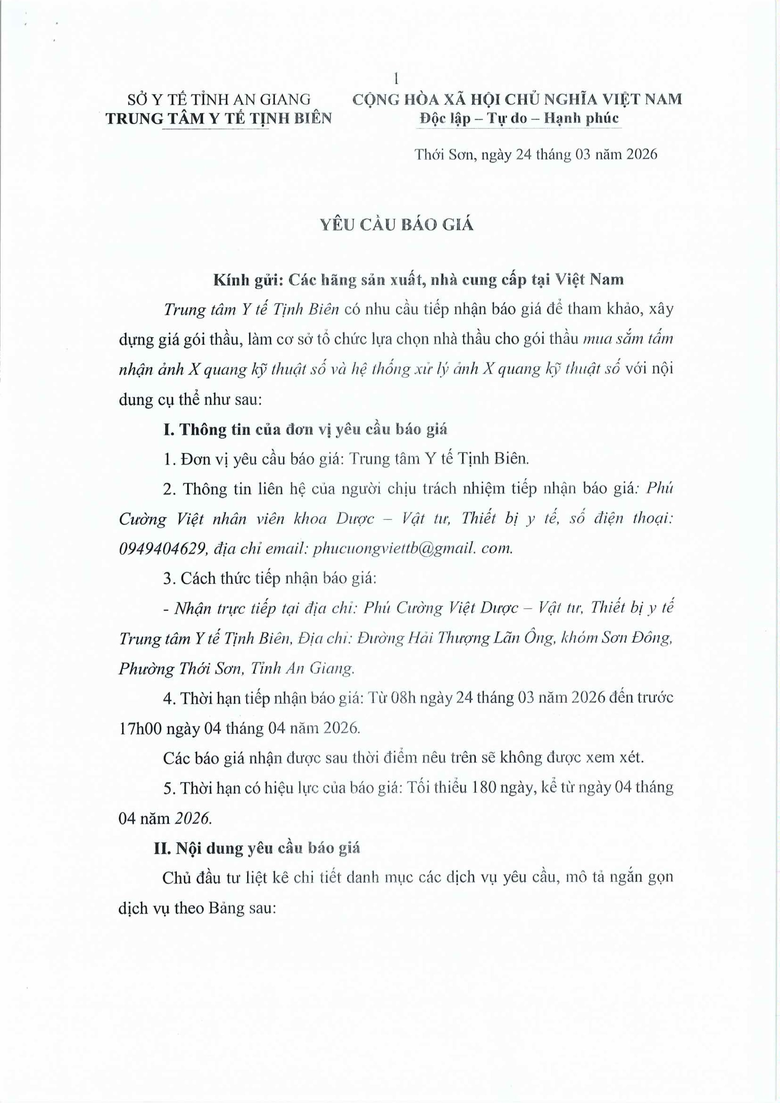 Yêu cầu chào giá mua tấm DR images 0