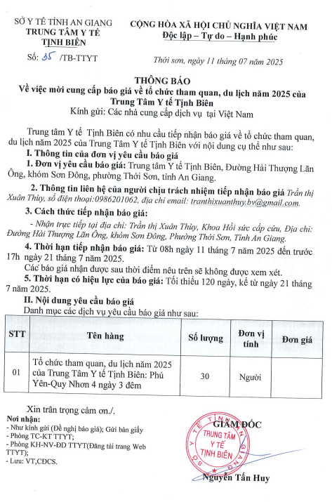 thong bao to chuc tham quan